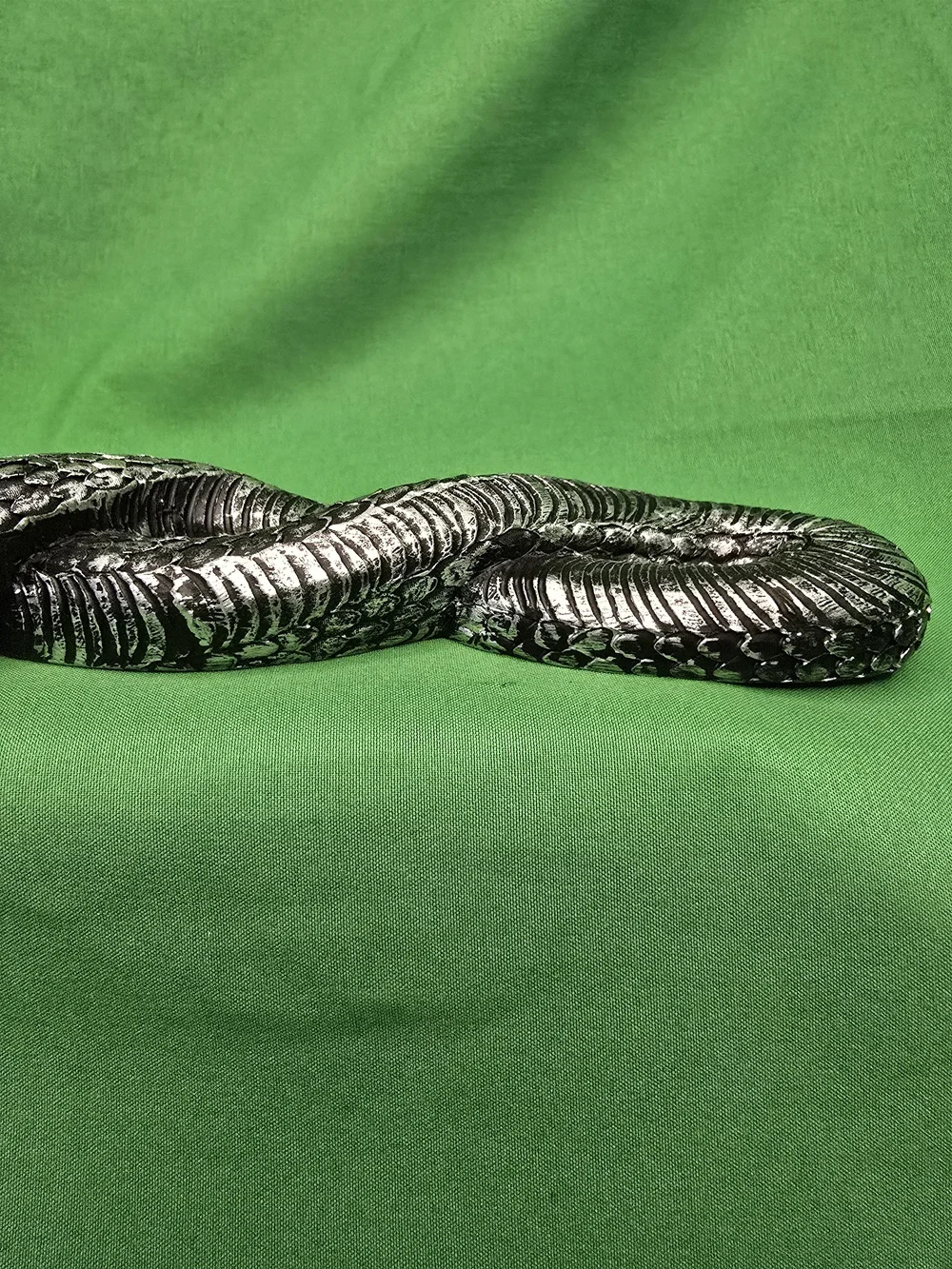 Gothic Snake Serpent Hand Mirror Silver Tone Resin Reptile Vanity Decor